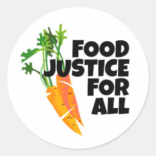 Carrot Image and Food Justice for All! Runder Aufkleber