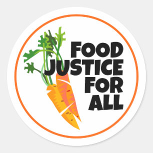 Carrot Image and Food Justice for All! Runder Aufkleber