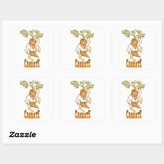 Carrot Karate CARRATE Quadratischer Aufkleber (Blatt)