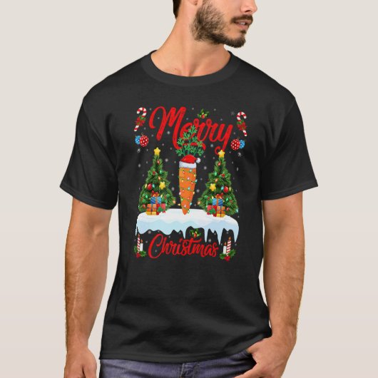 Carrot Lights Xmas Tree Santa Carrot Christmas T-Shirt (Vorderseite)