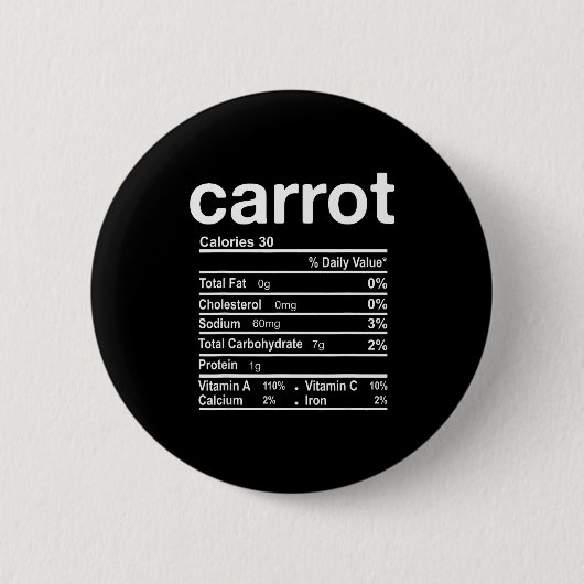 Carrot Nutrition Facts Funny Thanksgiving Christma Button (Vorderseite)