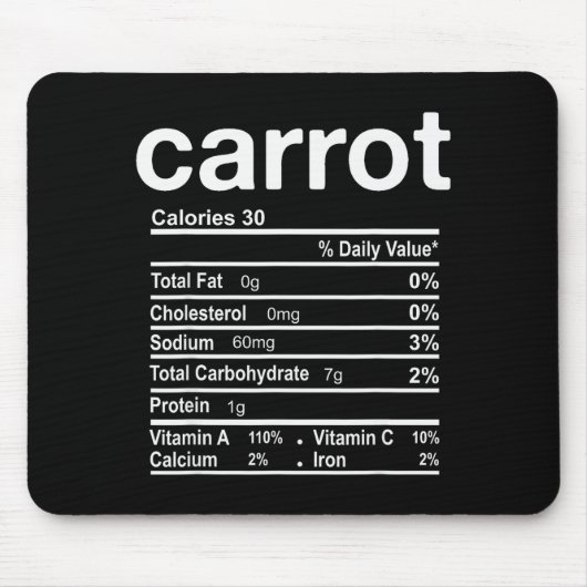 Carrot Nutrition Facts Funny Thanksgiving Christma Mousepad (Vorne)