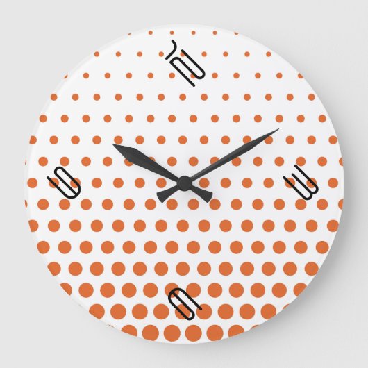 Carrot Orange Polka Dot Modern White Große Wanduhr (Vorderseite)