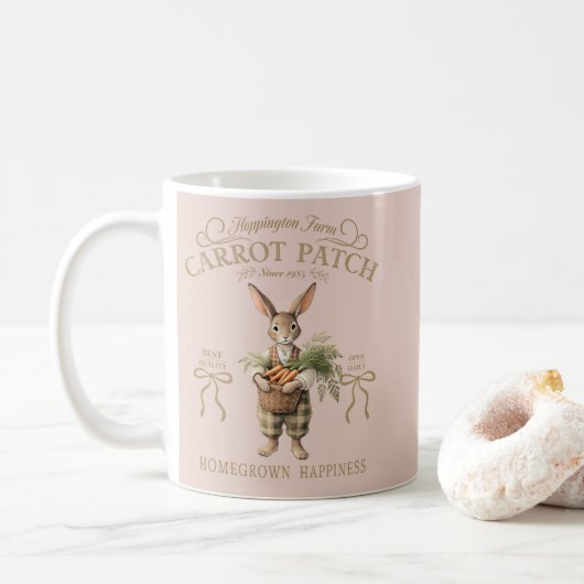Carrot Patch Bunny Farmer Kaffeetasse (Mit Donut)