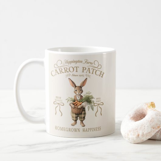Carrot Patch Bunny Farmer Kaffeetasse (Mit Donut)
