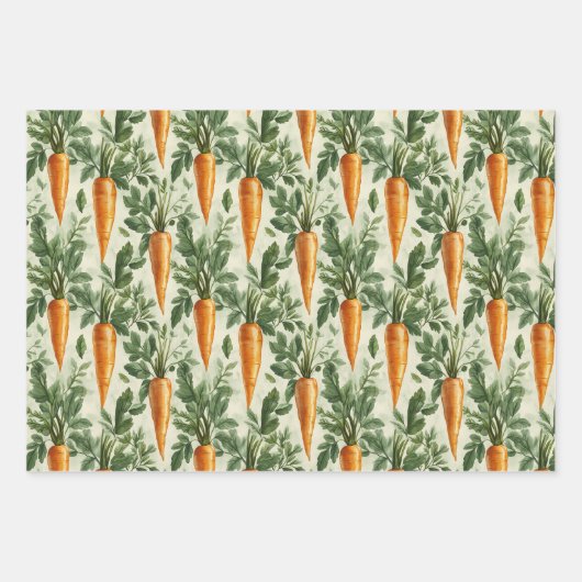 Carrot Pattern Spring Garden Decoupage Geschenkpapier Set (Vorderseite 2)