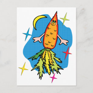 Carrot Rocket Ship Funny Postcard Postkarte