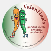 Carrot und Pepper Pals Cartoon Escabeche Pickle Runder Aufkleber (Vorderseite)