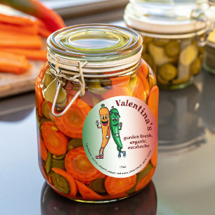 Carrot und Pepper Pals Cartoon Escabeche Pickle Runder Aufkleber