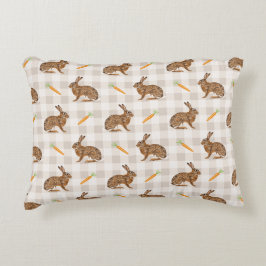 Carrots And Hare Bunnies Spring Easter Beige Dekokissen
