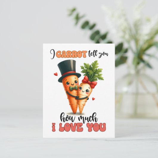 Carrots Liebe You Punny Valentine Postkarte (Stehend Vorderseite)
