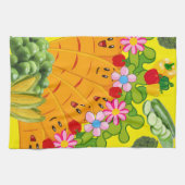 Carrots Pees Floral Kitchen Handtuch (Horizontal)