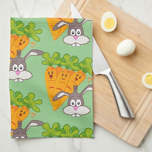 Carrots Rabbit Kitchtuch Geschirrtuch (Viertel Falte)