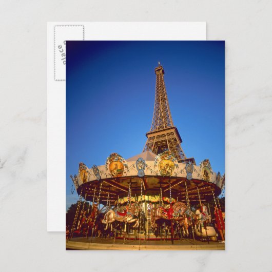Carrousel, Eiffelturm, Paris, Frankreich Postkarte (Vorne/Hinten)