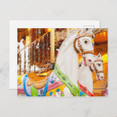 Carrousel Pferd Vintag Mergo Runde Postkarte (Vorne/Hinten)
