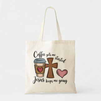Carry Faith and Coffeine: Kaffee & Jesus Tote Tasc Tragetasche