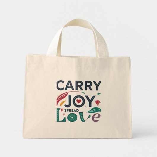Carry Joy, verbreitet Liebe Tiny Tote Bag Mini Stoffbeutel (Vorne)