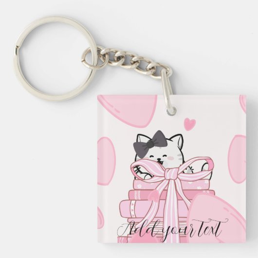 Carry Love & Books – Cat Acrylic Keychain Schlüsselanhänger (Vorderseite)