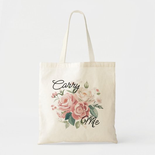 Carry Me Pink Rose Bouquet Floral Tragetasche (Vorne)