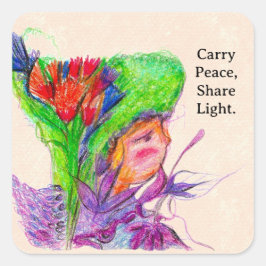 Carry Peace, Share Light - Custom Blume Fairy Quadratischer Aufkleber