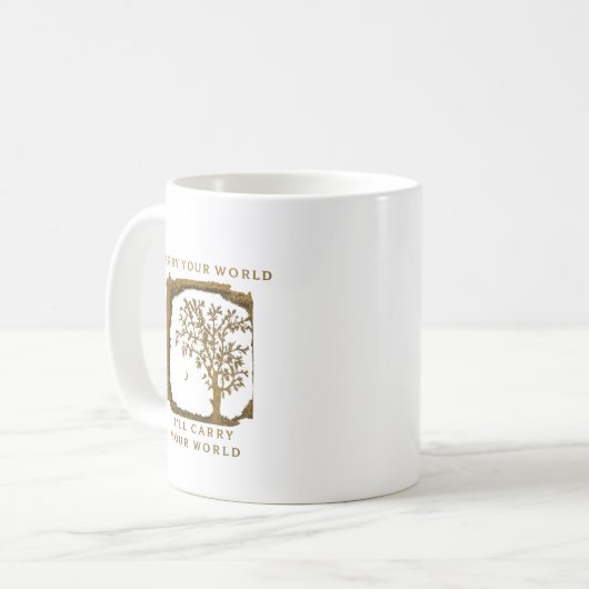 Carry Your World – Golden Design Kaffeetasse (Vorderseite Links)