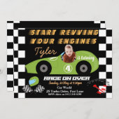 Cars 4th Birthday Boys Einladung (Vorne/Hinten)