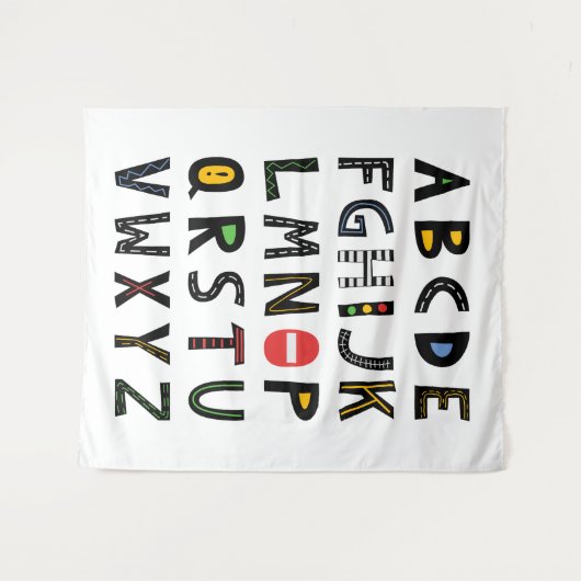 Cars Alphabet Kinderzimmer Kinderzimmer Wandteppich (Vorderseite (Horizontal))