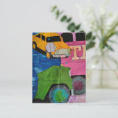 Cars and Trucks mixed media collage Postkarte (Stehend Vorderseite)