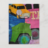 Cars and Trucks mixed media collage Postkarte (Vorderseite)