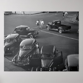 Cars Downtown, 1942. Vintages Foto Poster