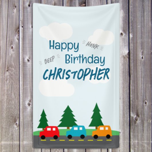 Cars Kids Boy Birthday Banner