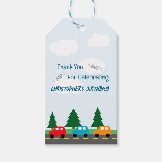 Cars Kids Boy Birthday Geschenkanhänger (Vorderseite)