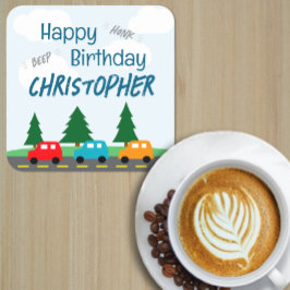 Cars Kids Boy Birthday Rechteckiger Pappuntersetzer