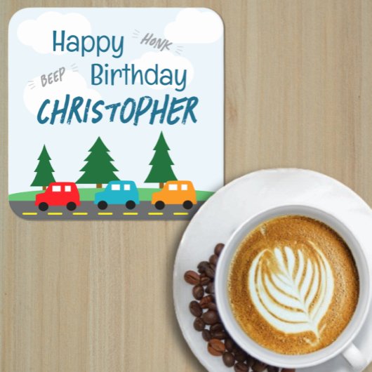 Cars Kids Boy Birthday Rechteckiger Pappuntersetzer