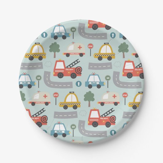 Cars Pattern kids  Pappteller (Vorderseite)