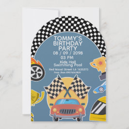 Cars Theme Boy Birthday Invitation Einladung