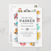 Cars Trucks Street Kids Transportation Geburtstag Postkarte (Vorne/Hinten)