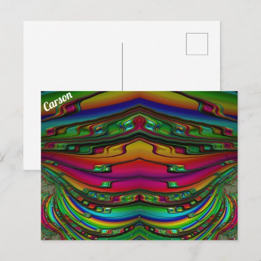 CARSON ~ 3D-Fraktal Design Muster ~ Multicolor Postkarte (Vorne/Hinten)