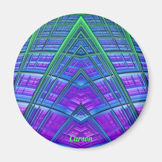 CARSON ~ Blau, grün und Lila ~Abstraktes Fraktal Magnet (Vorne)