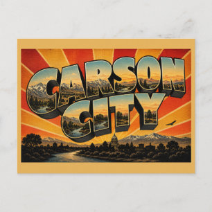 Carson City Nevada Fluss Sierra Gebirge Kunst Postkarte