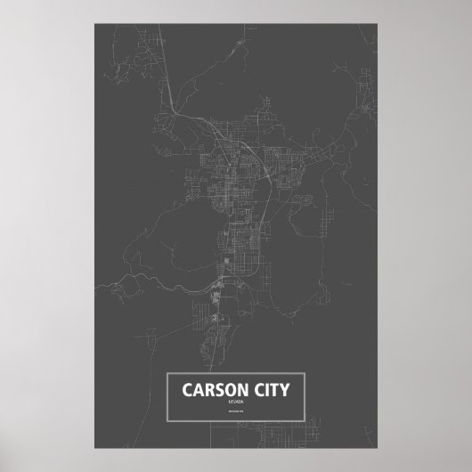 Carson City, Nevada (weiß auf schwarz) Poster (Vorne)