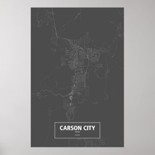 Carson City, Nevada (weiß auf schwarz) Poster