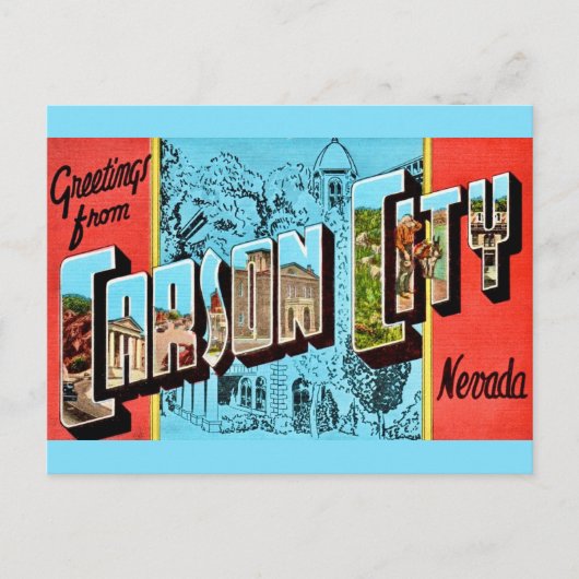 Carson City NV Retro Greeting Postkarte (Vorderseite)