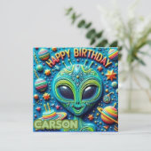 CARSON ~ Geburtstagskarte ~ Alien ~ (Stehend Vorderseite)
