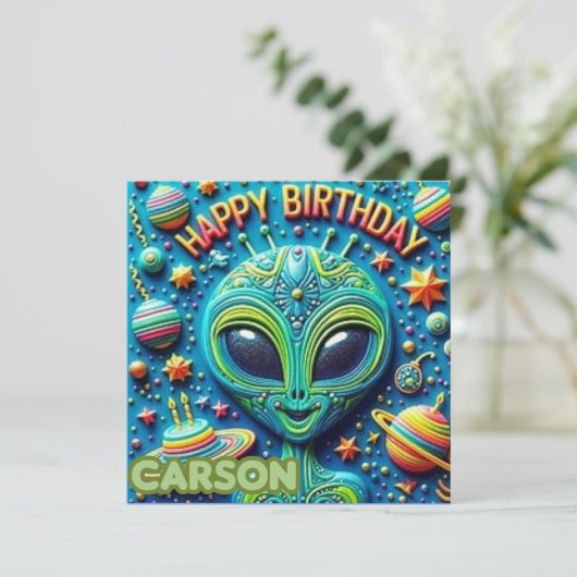 CARSON ~ Geburtstagskarte ~ Alien ~ (Stehend Vorderseite)