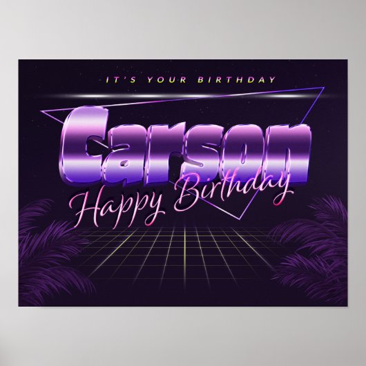 Carson Name Vorname lila retro Poster Geburtstag (Vorne)