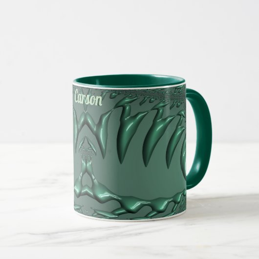 CARSON ~ Zany 3D Fraktal ~ Green 3D Tasse (VorderseiteRechts)