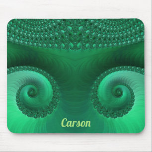 CARSON ~ Zany Shades of Green Fraktal Pattern Mousepad