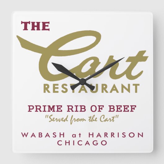 Cart Restaurant, Wabash and Harrison, Chicago, IL Quadratische Wanduhr (Vorderseite)