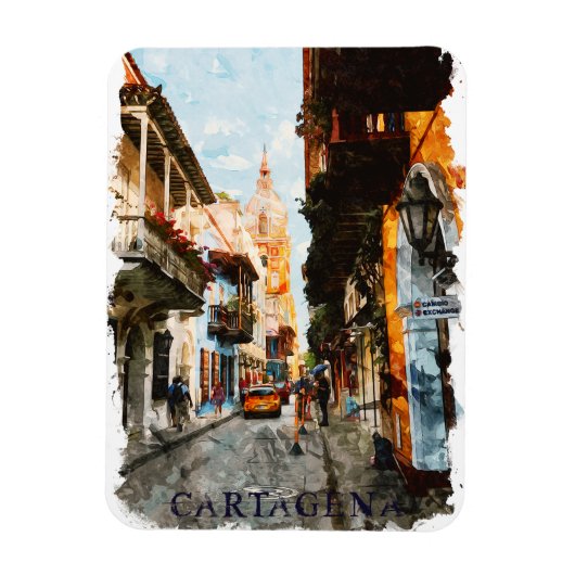 Cartagena Colombia City Street View Magnet (Vertikal)